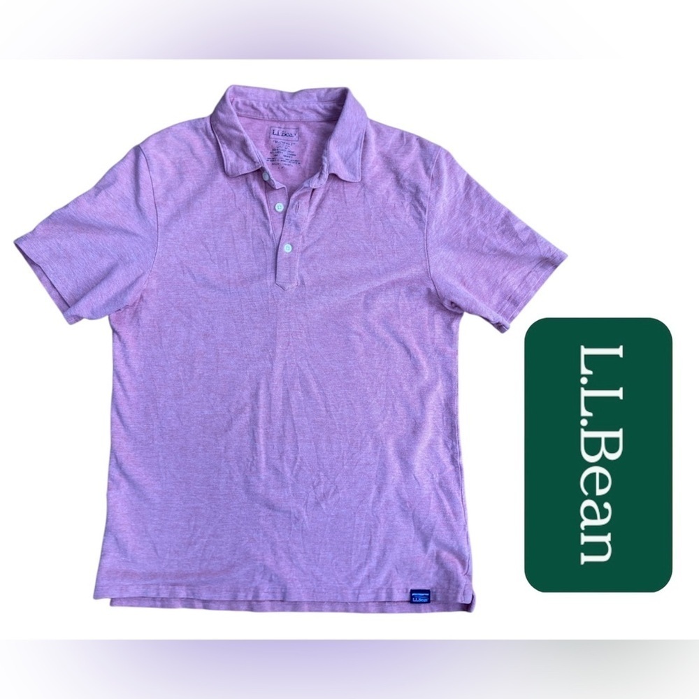 LL Bean Polo Shirt Men's Small Pink Lightweight Short Sleeve‎ Cotton